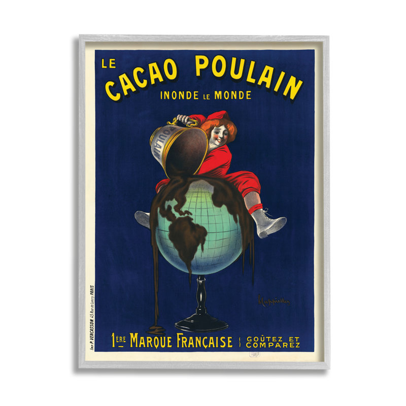 Publicité rétro de chocolat cacao rétro, dessert parisien, Estampe numérique Farmhouse, H 20 po x l 16 po