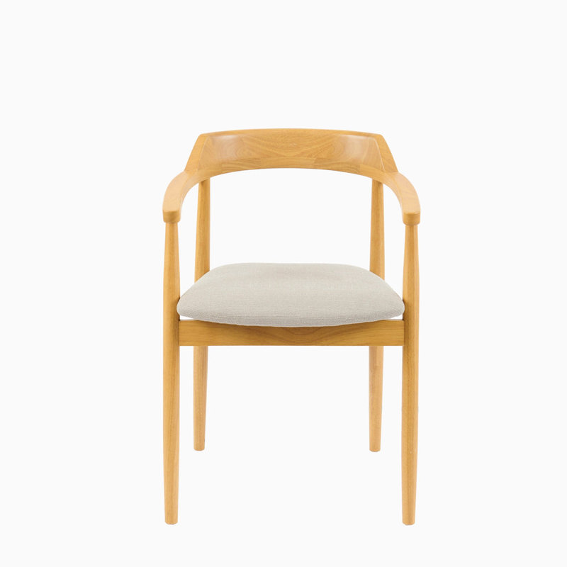 49cm H Upholstered Low Back Armchair, Pale oak, Fawn Linen
