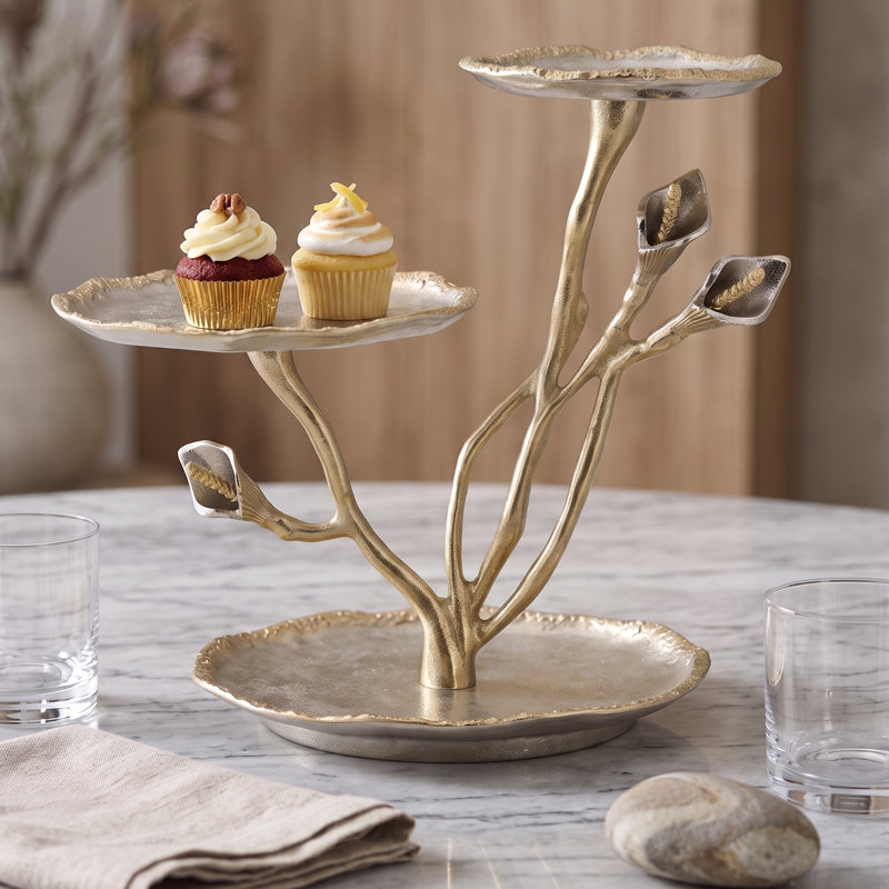 Support décoratif à 3 niveaux en aluminium et doré Calla Lily