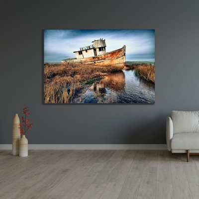  Art sur toile tendue, "Sederquist, Betty Gallery": Bateau de pêche pourri près de Point Reyes