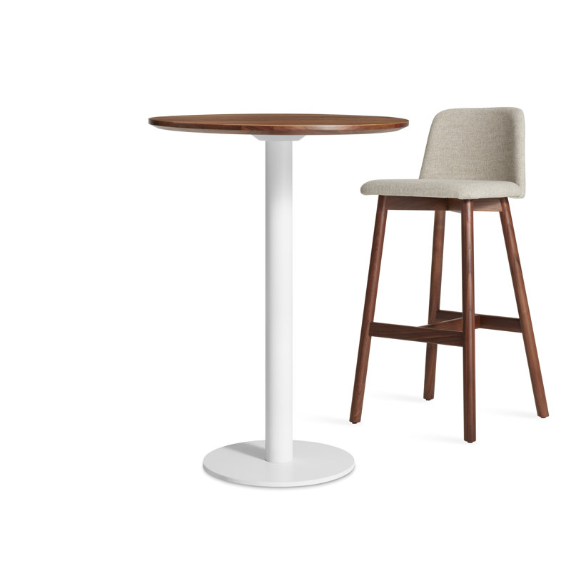 Easy Round Dining Table, 40" H x 30" W x 30" L, Walnut, Matte White