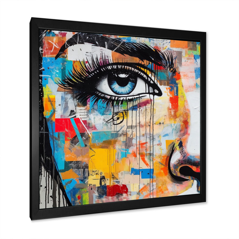 Art féminin, Portrait I - mode, art sur toile, Cadre photo noir, H 16 po x l 16 po x P 1 po
