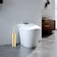 Round Floor-Length Toilet Brush And Holder Set,Stainless Steel,Stable Base,Gold