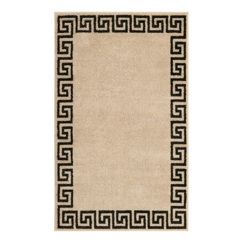 Tapis beige / noir Barreto, Rectangle 3 pi 3 po x 5 pi 3 po