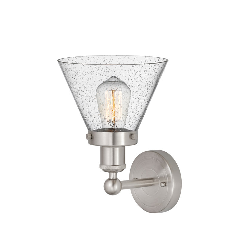 Applique murale à bras en acier 1 lumière Chesterhill, Nickel satiné brossé, Bullé