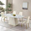 Table de salle à manger 71 po avec plateforme en pierre frittée et 6 chaises, blanc, teinté, sièges confortables résistants aux hautes températures, teinté, design de qualité