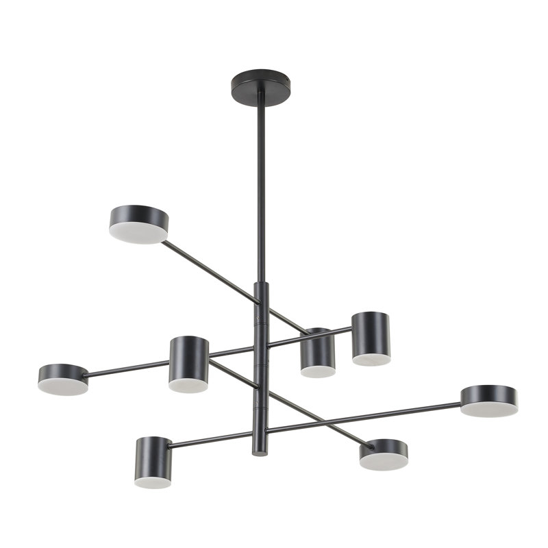 Modern 8 Light LED Black Linear Chandelier