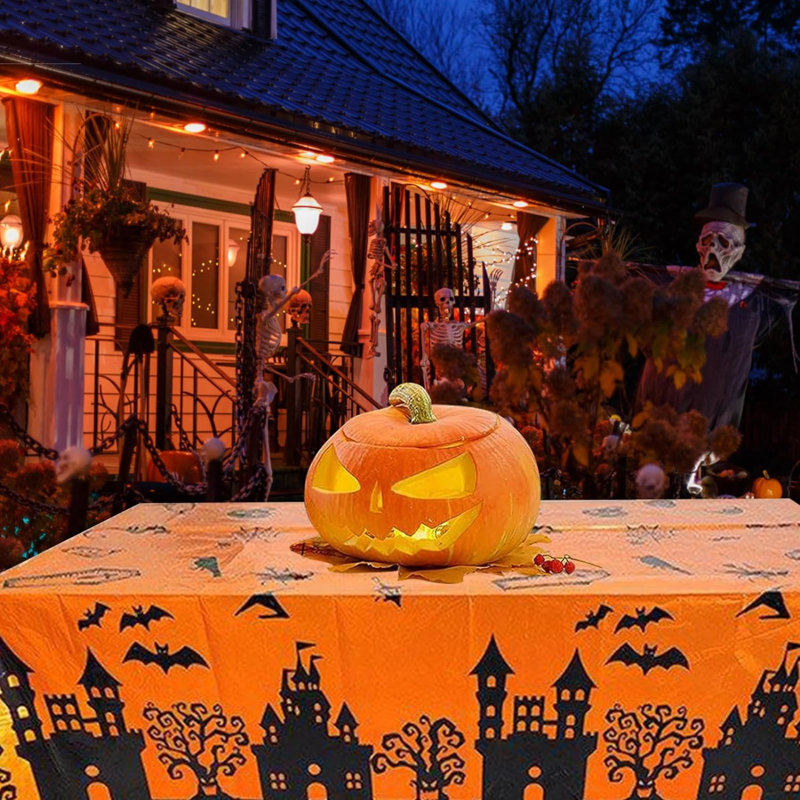 2 Pack Halloween Plastic Tablecloth, Halloween Table Cloth Disposable Rectangle Bats Table Decorations Indoor, 54''X108'' Halloween Table Covers For Halloween Party Outdoor Décor