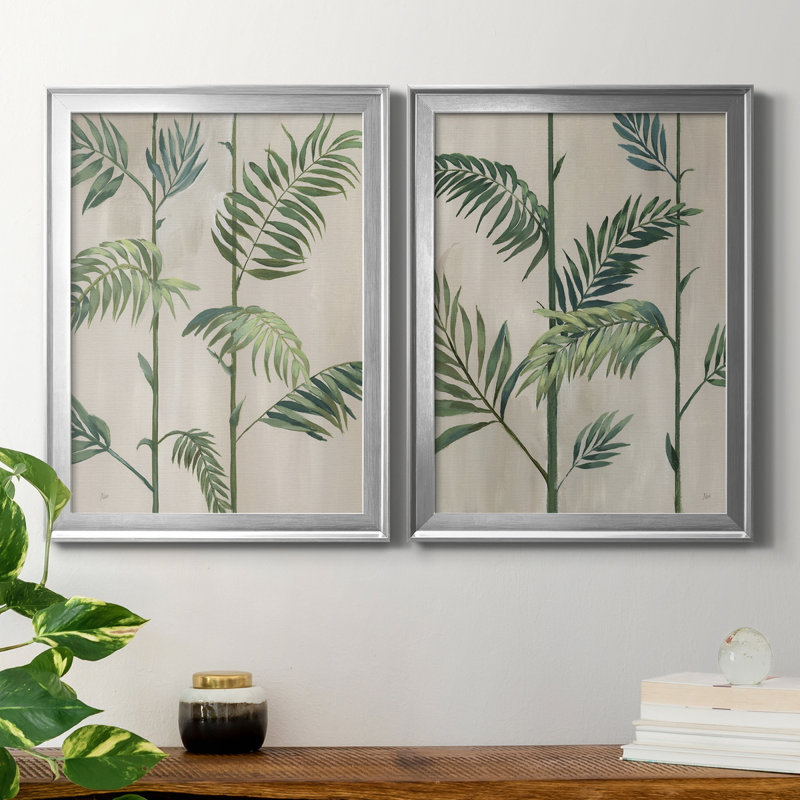 Modern Fronds I - 2 pièces, Argent, H 22,5 po x l 61 po x P 1,5 po