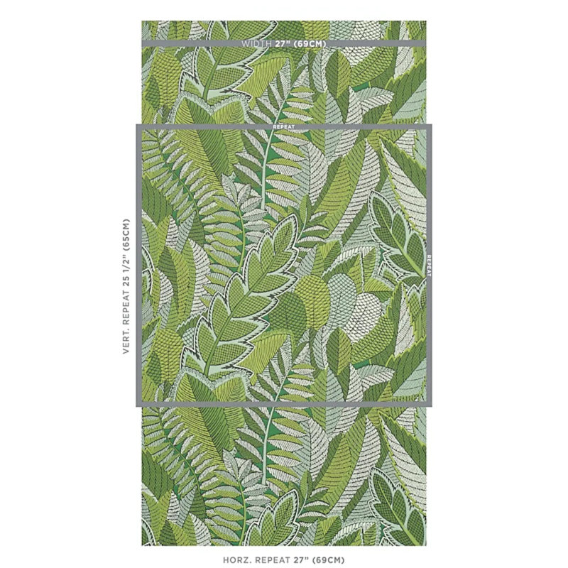 Papier peint forêt japonaise, Vert