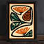 Art mural floral abstrait noir encadré - décorations bohème Mid-Century-1079298152