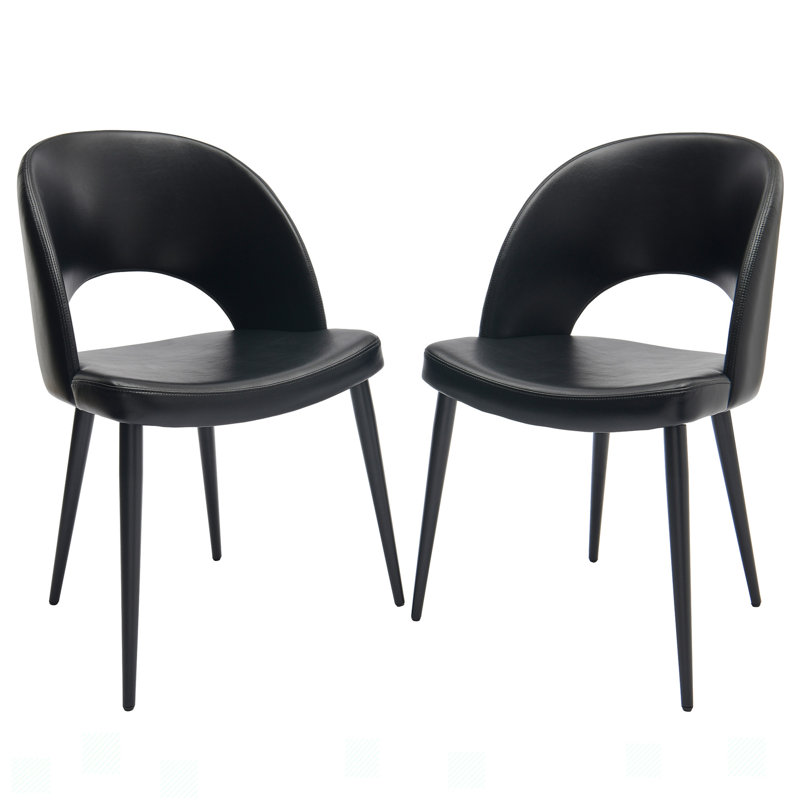 Ensemble de 2 chaises de salle à manger modernes en similicuir avec pieds en métal - chaises d'appoint rembourrées, Noir