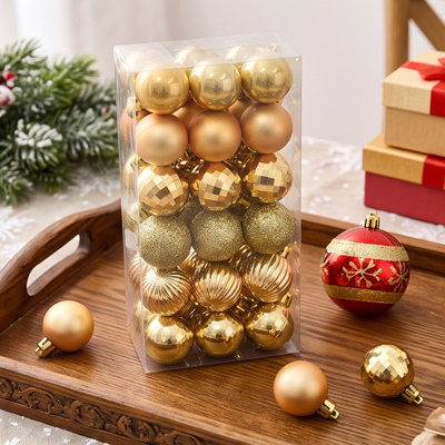 Décorations de Noël - Ensemble de 36 boules décoratives de 3 cm (1,18 pouce) en plastique incassable, à suspendre - 16 couleurs disponibles - Idéal pour décorer le sapin de Noël, les fêtes et la maison.