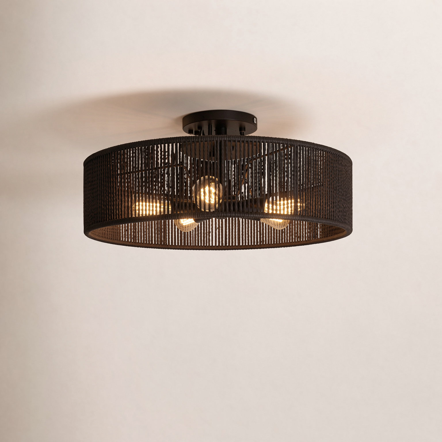 24" 5-Light Semi Flush Mount, Matte Black
