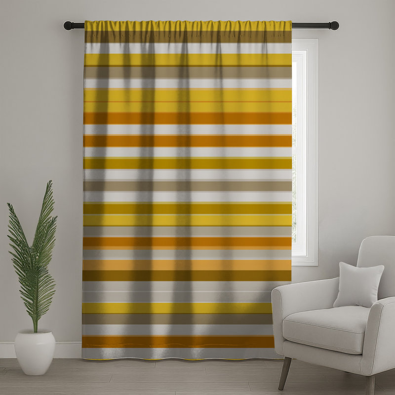 Rideaux à rayures jaunes, voilages et voilages à motif - 1 panneau, 50" x 80" - 1 Panel, Transparent