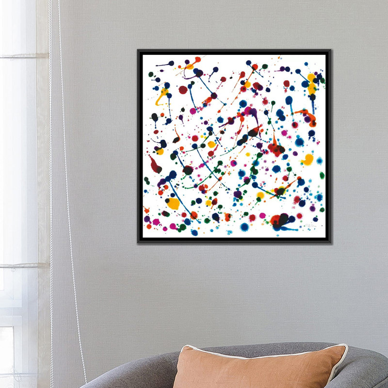 « party lights », impression sur toile tendue, H 26 po x l 26 po x P 1,5 po, Toile avec cadre noir, Pas de tapis