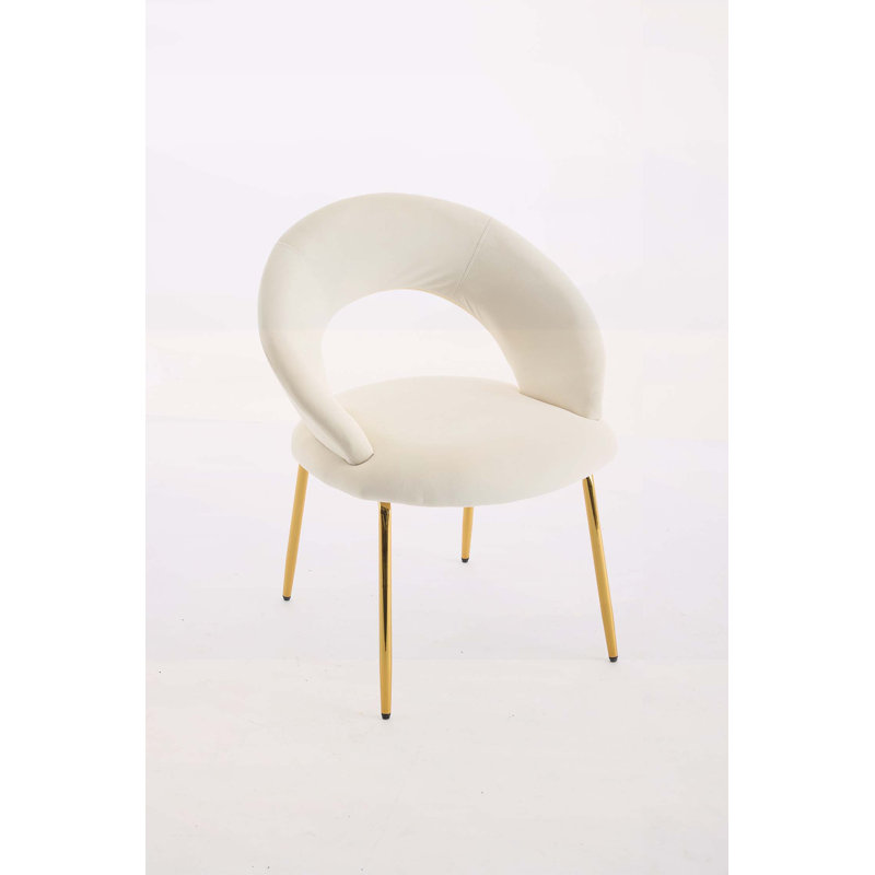 Charmante chaise d'appoint avec dossier ergonomique, Velours blanc