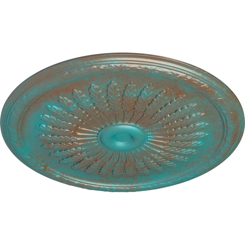 Médaillon de plafond Endurathane Attica, diamètre extérieur de 39 1/2 po x P 2 1/2 po (convient aux auvents jusqu'à 3 3/4 po), fini bleu flash peint à la main