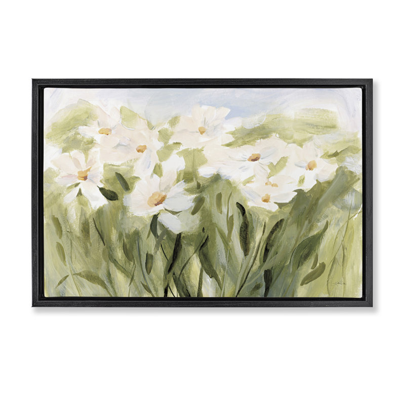 Toile flottante encadrée «Daisy Meadow View» par Katrina Pete, Cadre flottant noir de jais, H 17 po x l 25 po