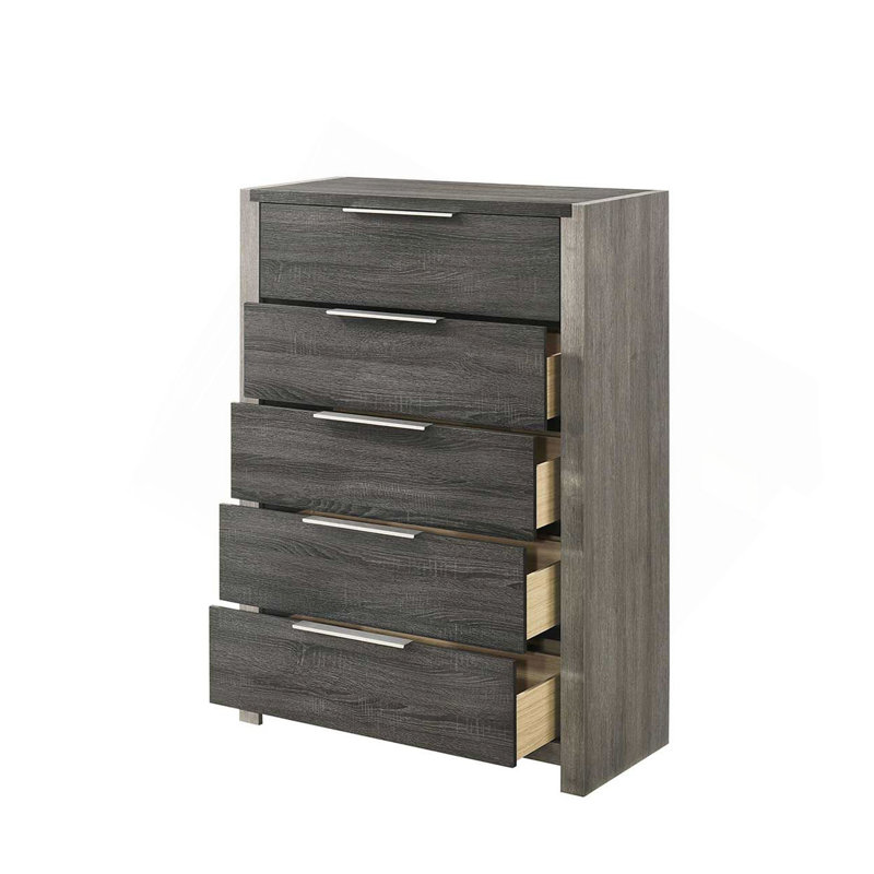 Coffre vertical, coffre de rangement en bois gris