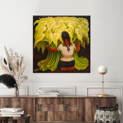 Diego Diego, reproduction d'art: toile imprimée Calla Lily Girl, décoration murale moderne, toiles à cadre blanc 1P