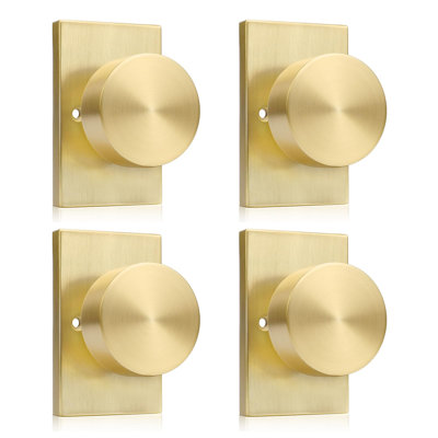 Faux boutons de porte dorés, serrures de porte robustes en alliage de zinc brossé or (paquet de 2/4 pièces)