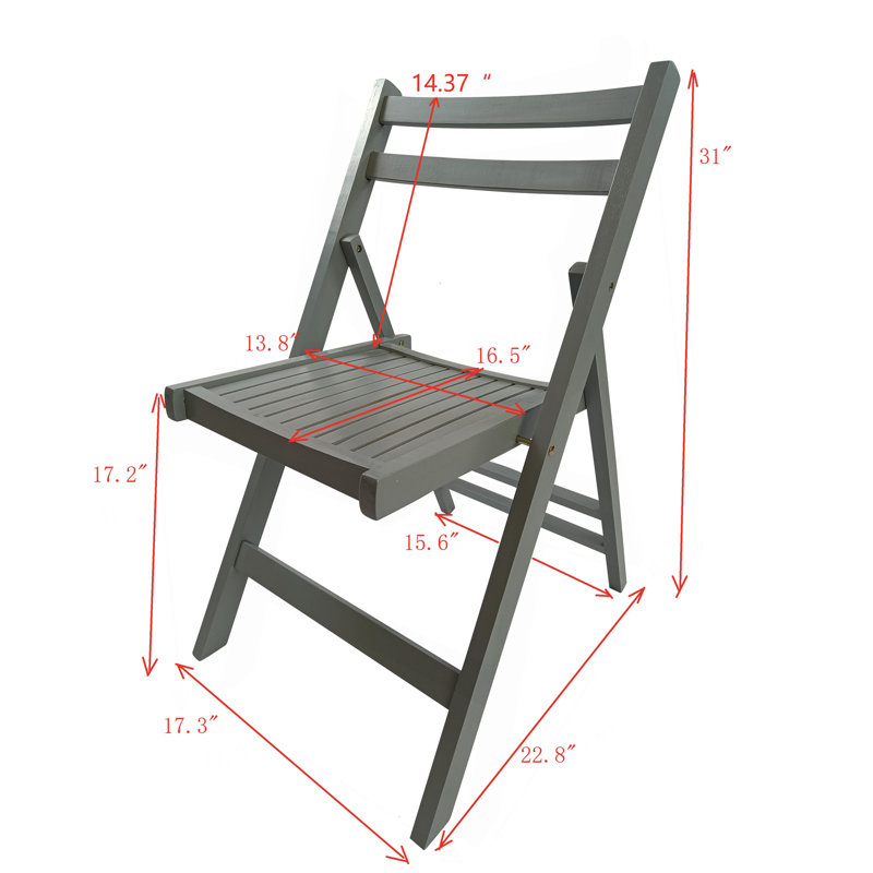 Chaise pliante en bois à lattes Furniture - gris, ensemble de 4, chaise pliante, style pliable