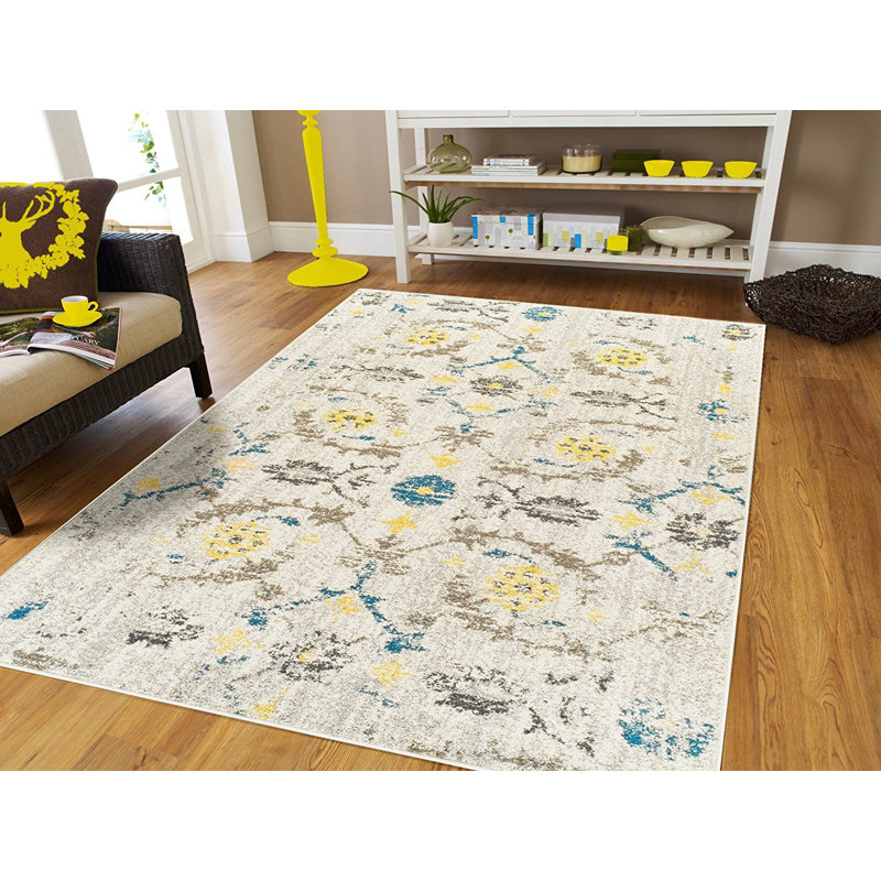 Wool Floral Indoor Rug, Rectangle 5'.3"x7'.8"