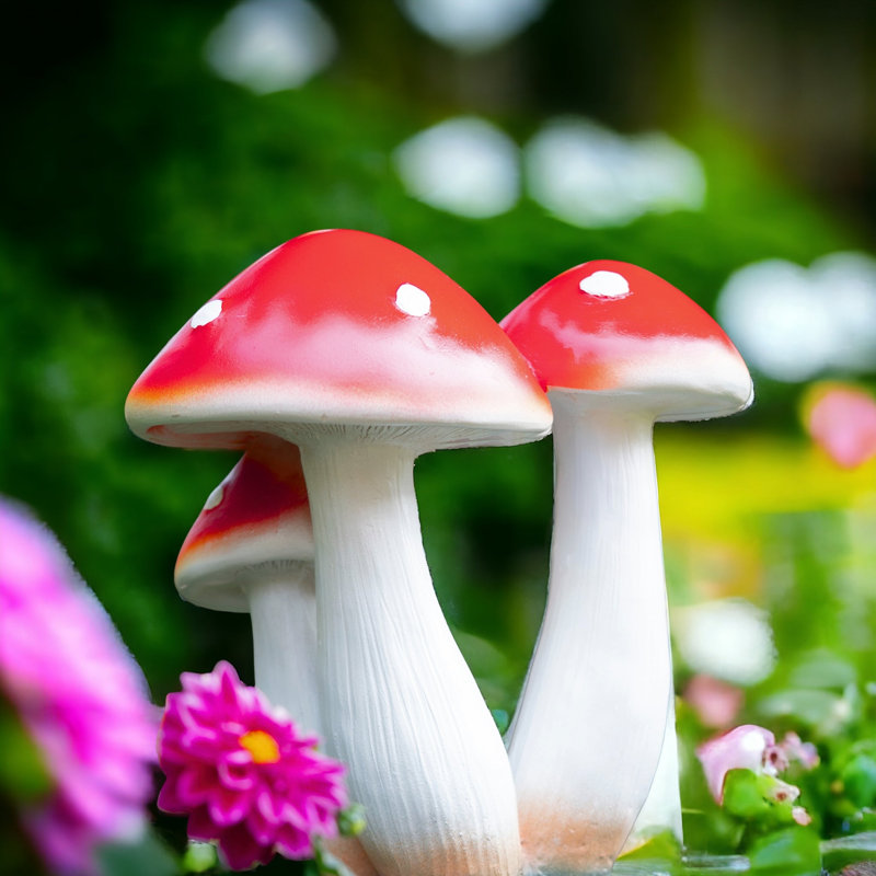 Décoration de jardin Tyrica, sculpture de champignon 15 po, décoration de jardin rouge