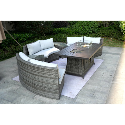 Aliaksey 6 - Person Patio Conversation Set with Cushions