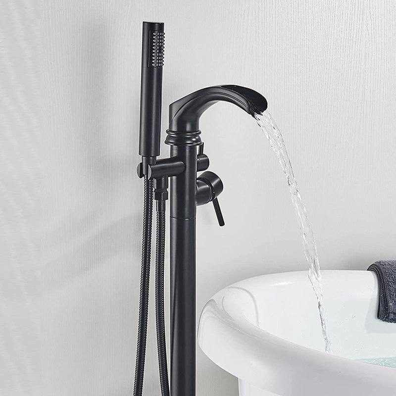 Bec de baignoire monocommande à fixation au sol, Noir mat