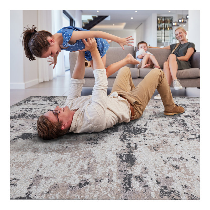 Tapis crème / brun / abstrait Collection, Rectangulaire 2 pi x 3 pi