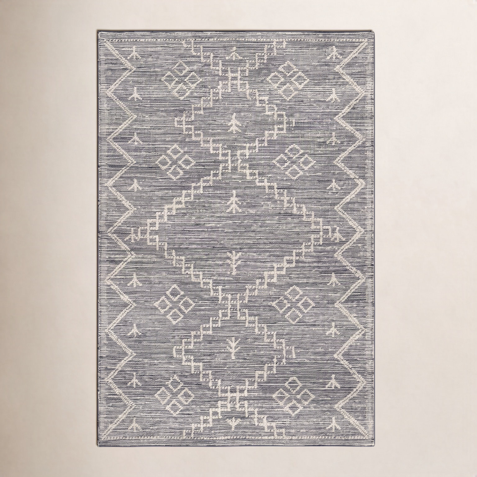 Beige Hand-Woven Moroccan Jute Rug, Rectangle 5' x 8'