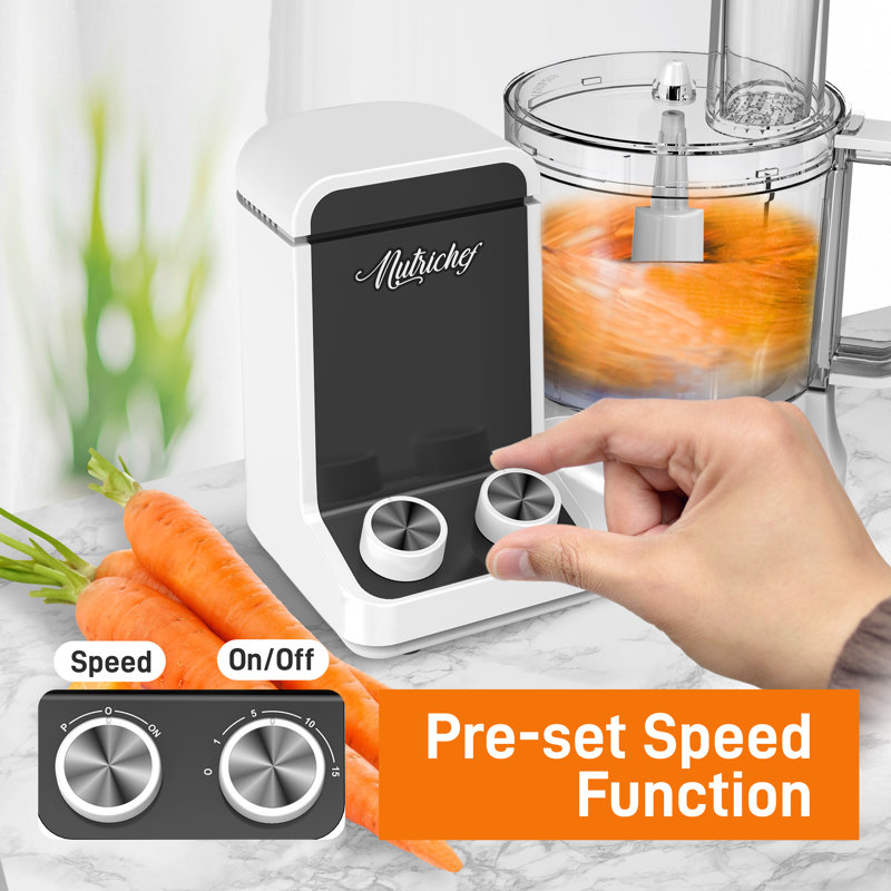 Multifunction Food Processor - Ultra Quiet Powerful Motor, Includes 6 Attachment Blades