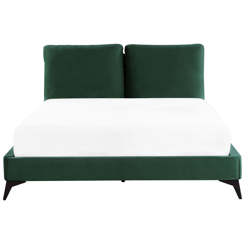 Rupendra Upholstered Velvet Bed, European Kingsize (160 x 200cm), Green