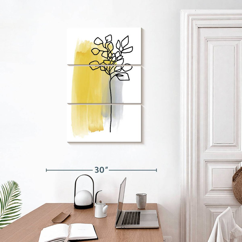 Harnek botanique en gris II, H 32 po x l 20 po