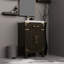 Meuble-lavabo simple en chêne brun avec robinet et miroir - Ensemble de salle de bain moderne - Comptoir en acrylique - Pièce maîtresse élégante