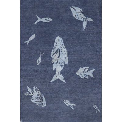 Pesce Area Rug in Indigo/Blue/Gray/Marine