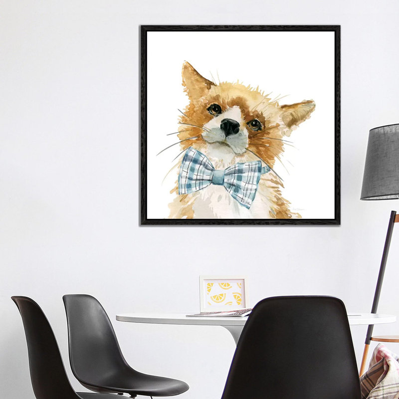Fox 1 Piece Painting on Canvas, 93.98 cm H x 93.98 cm W, Black Framed Canvas