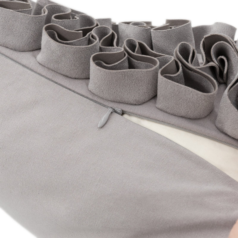 Appliqued Microsuede Pillow Cover, Gray