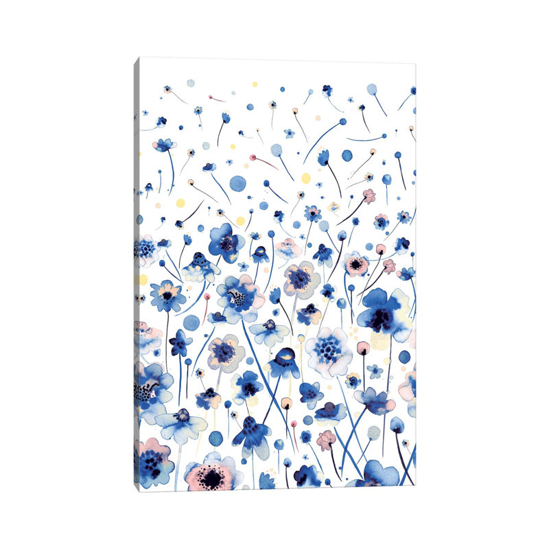 Ink Flowers Blue by Ninola Design - Wrapped Canvas Painting