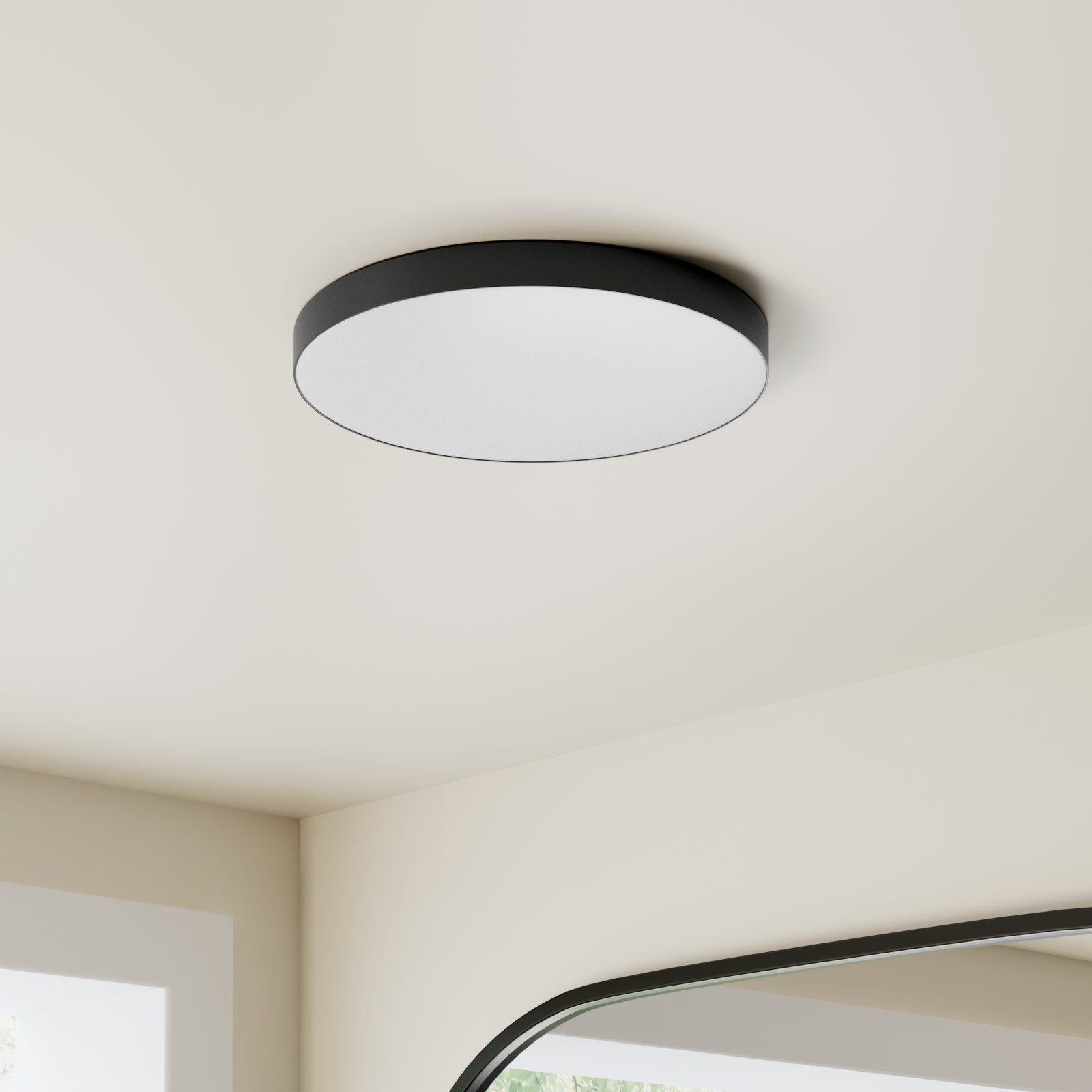 Warrenton Single Light Acrylic LED Flush Mount, 0.75" H 9" W x 9"D, Black