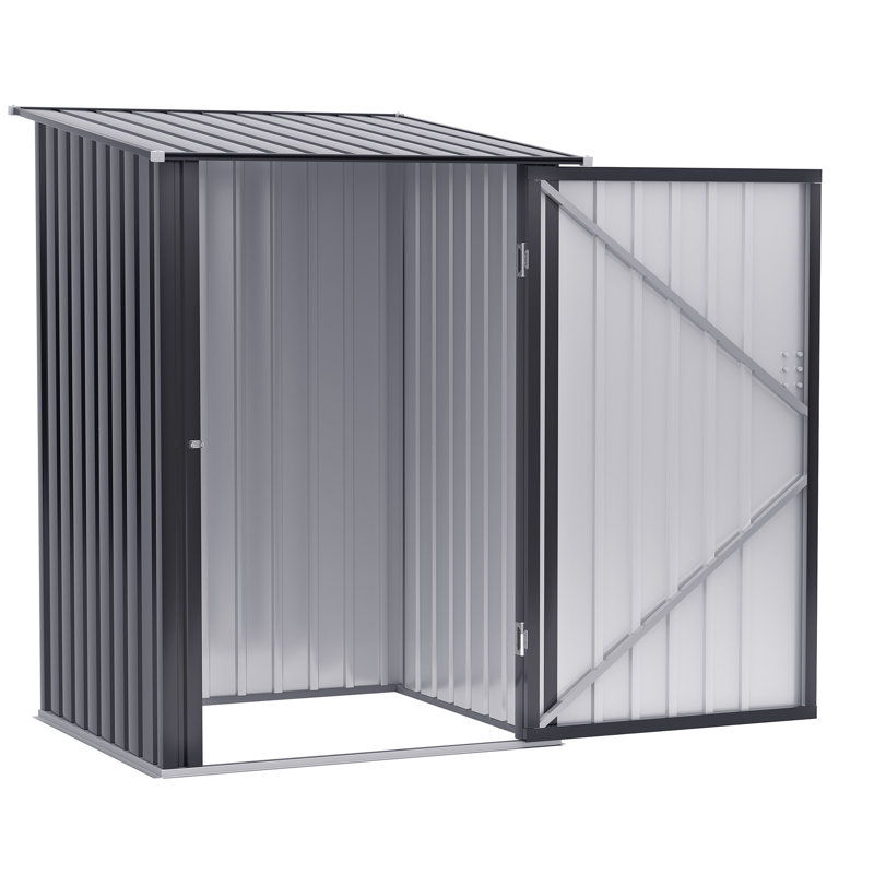 3 ft. 3 in. W x 3 ft. 4 in. D Galvanized Steel Lean-To Tool Shed, Dark Grey