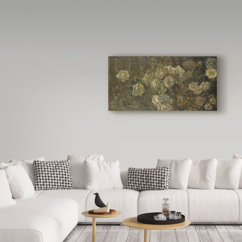 "fleurs" par claude monet, reproduction de peinture à l’huile sur toile tendue, H 12 po x l 24 po x P 2 po