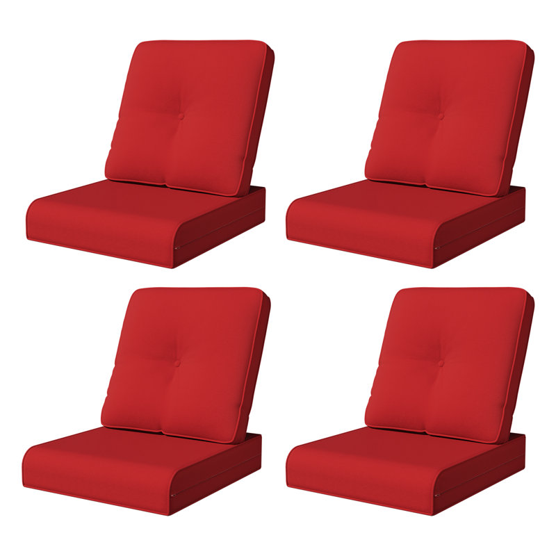 Adwin Outdoor 4" Deep Seat Cushion Set With Olefin Fabric, Red, 4
