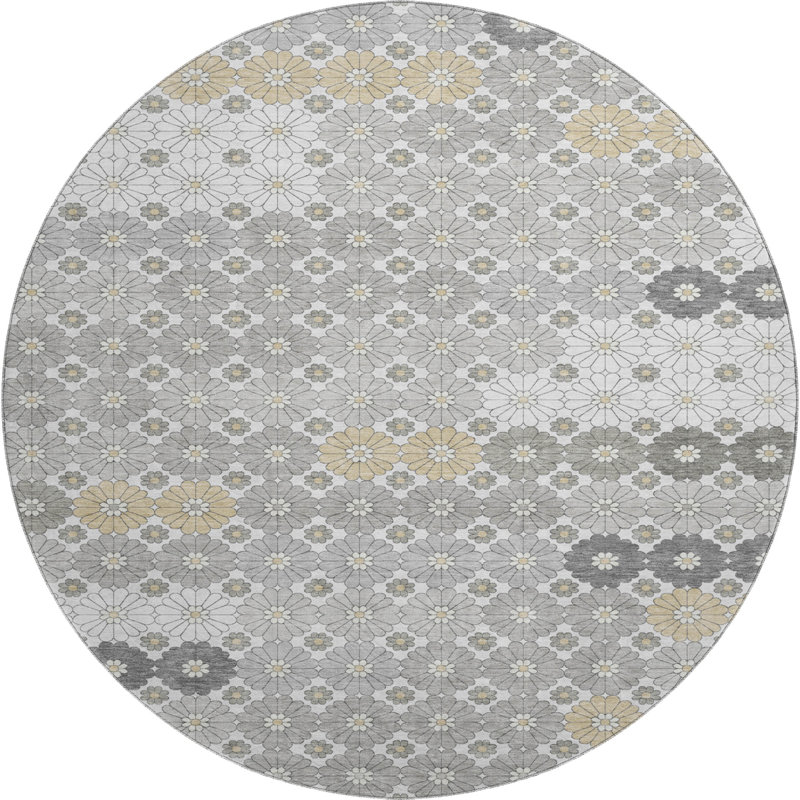 Premium Machine Washable Slesnick AMF1678 Geometric Rug, Round 8'