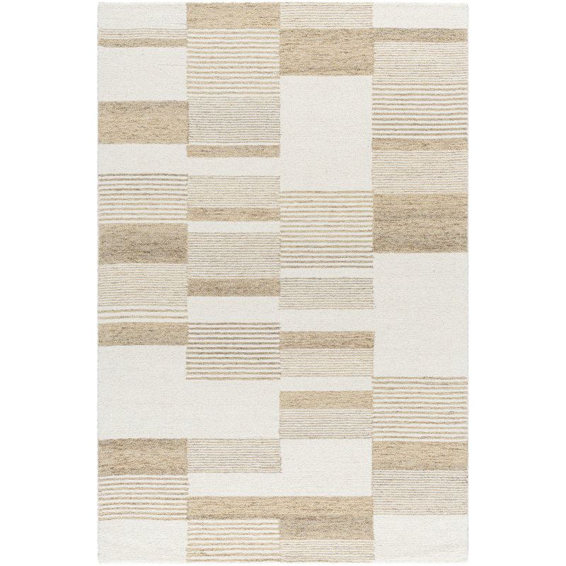 Kardelen Hand Tufted Wool Geometric Indoor Rug, Rectangle 8' x 10'