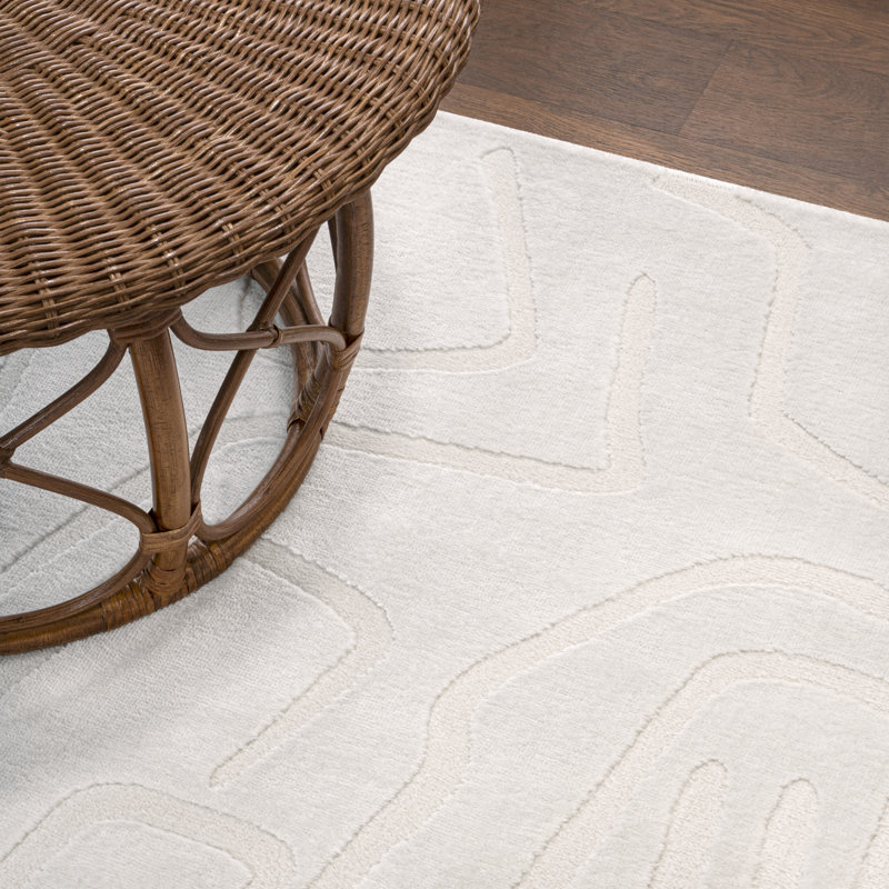 Tapis blanc / crème Sauvanne Modern Scandinavian, Rectangle 2 pi 11 po x 5 pi