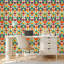 Papier peint adhésif peler et coller en PVC, revêtement mural auto-adhésif amovible avec imprimé géométrique moderne rétro Mid-Century, imperméable pour la décoration intérieure - Rouleau-130378551