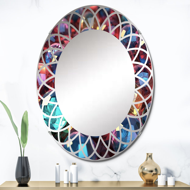 Wetterland - Miroir mural moderne ovale, 36 po x 24 po